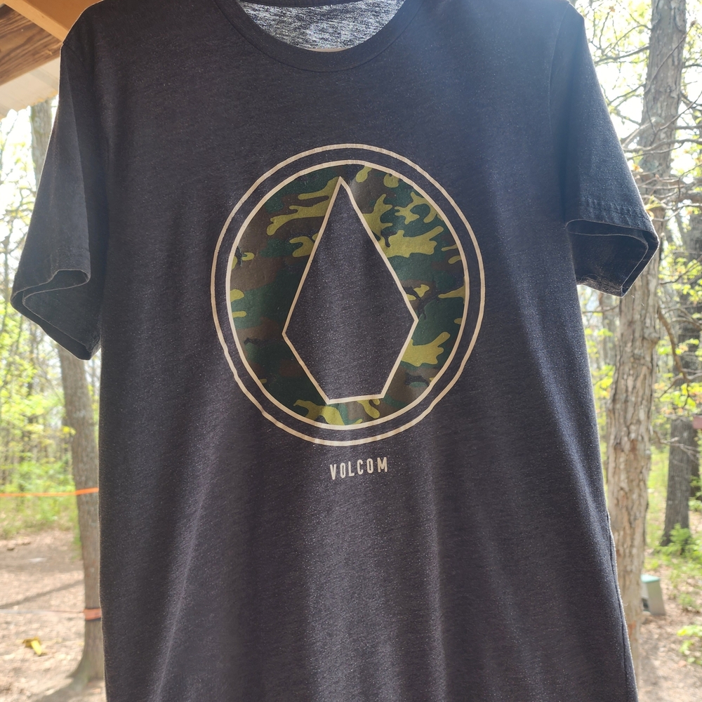 Volcom Black Short Sleeve Tee with Camouflage Logo